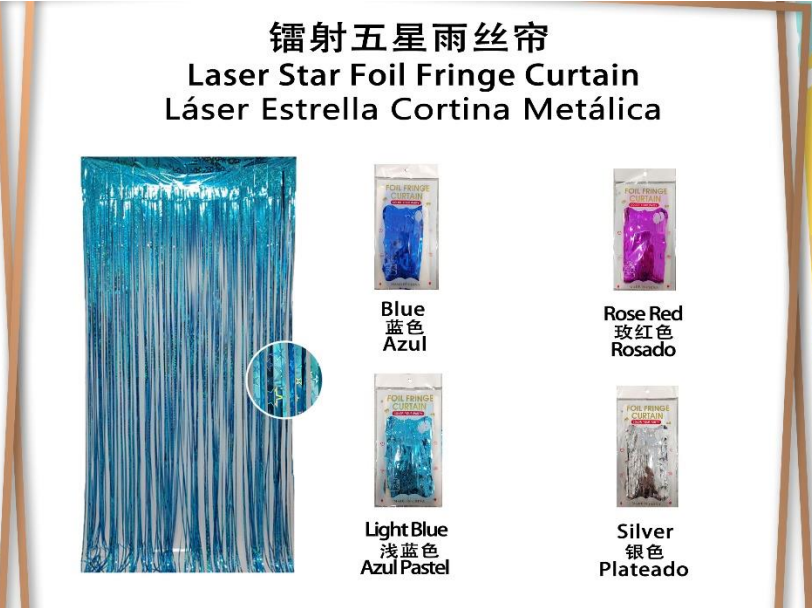 Laser Star Foil Fringe CurtainLáser Estrella Cortina Metálica