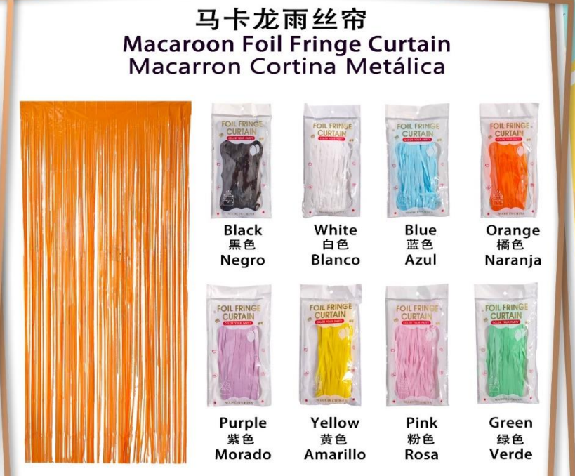 Macaroon Foil Fringe Curtain Macarron Cortina Metálica