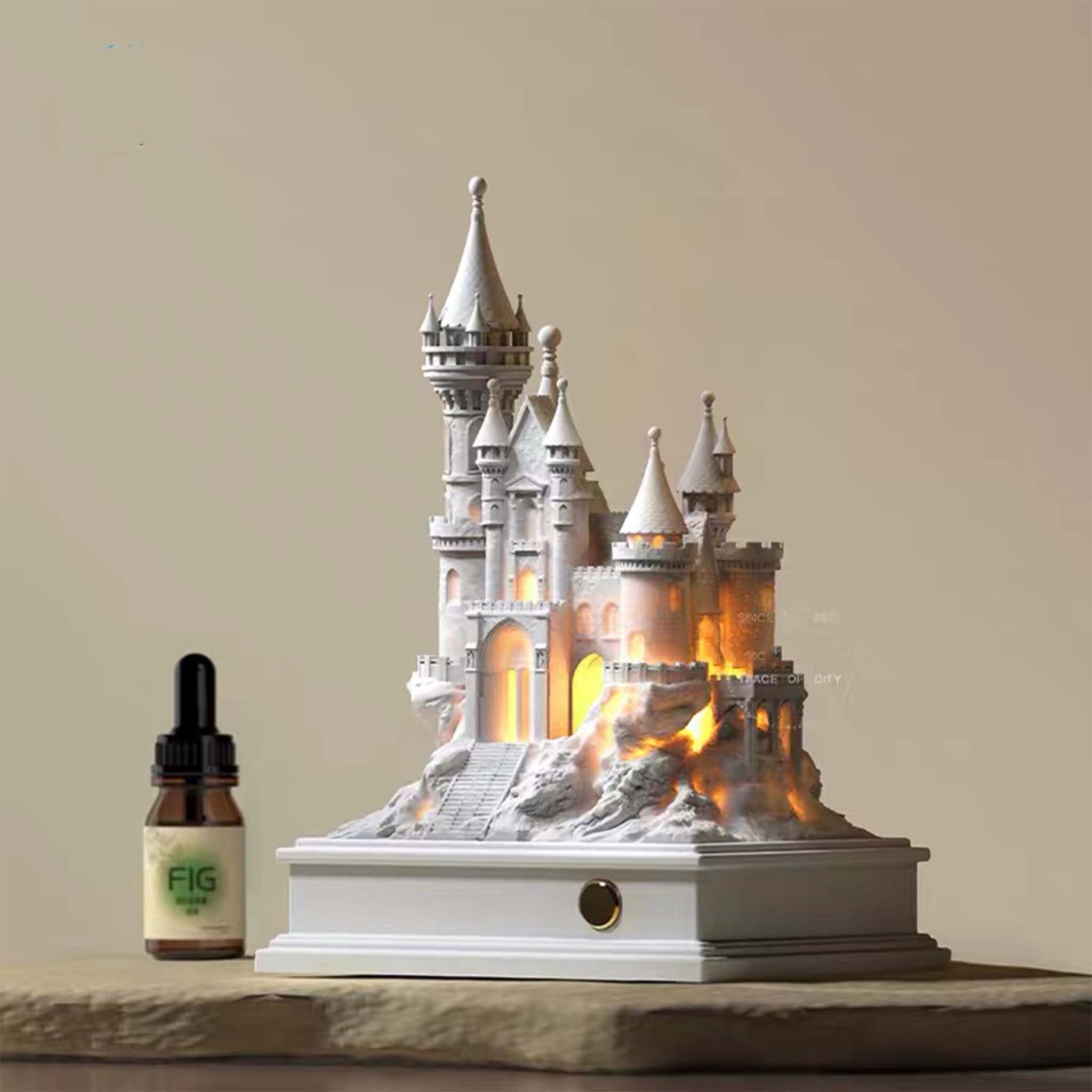 Medieval castle plaster touch aromatherapy lamp bedroom bedside atmosphere diffuser night light ornament gift