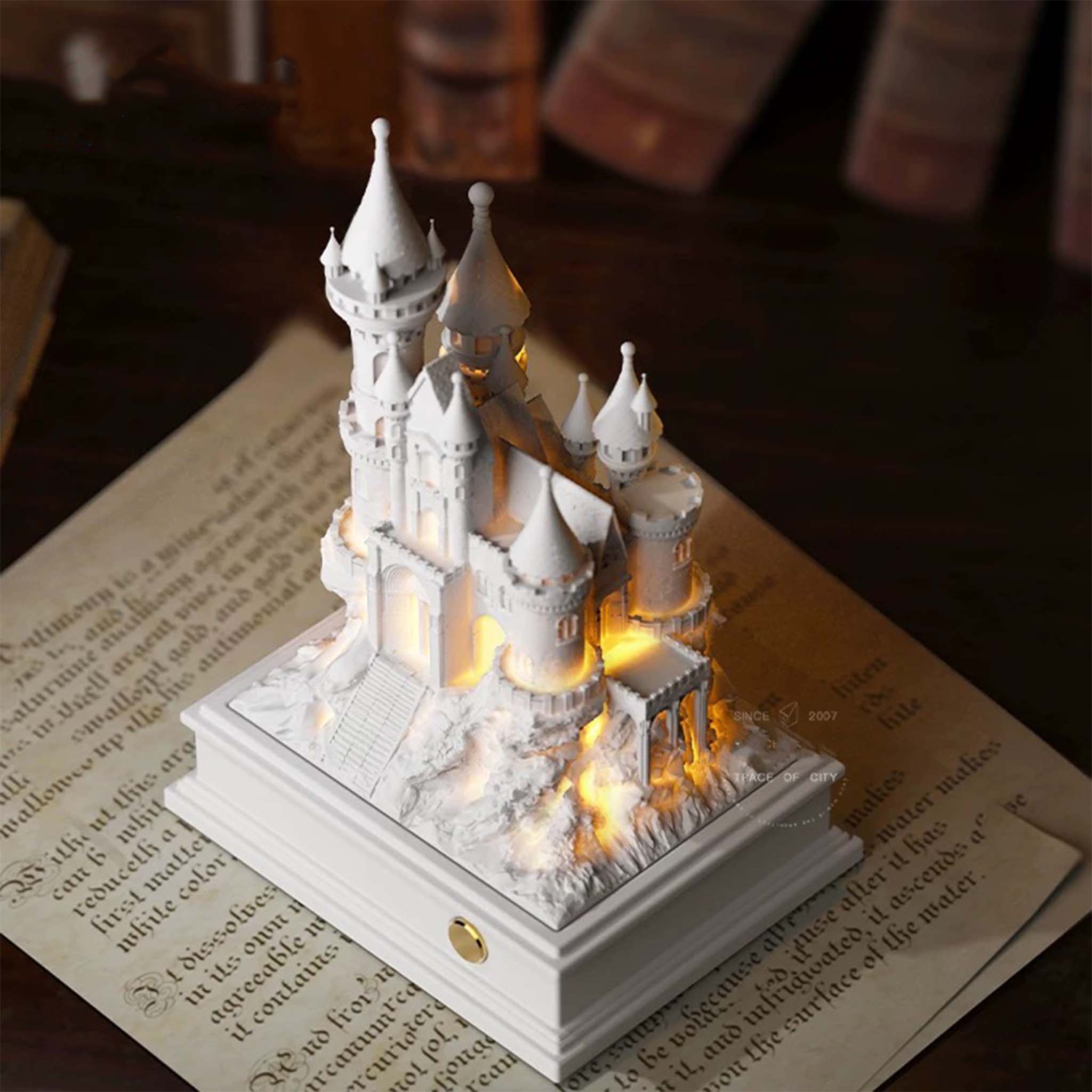 Medieval castle plaster touch aromatherapy lamp bedroom bedside atmosphere diffuser night light ornament gift