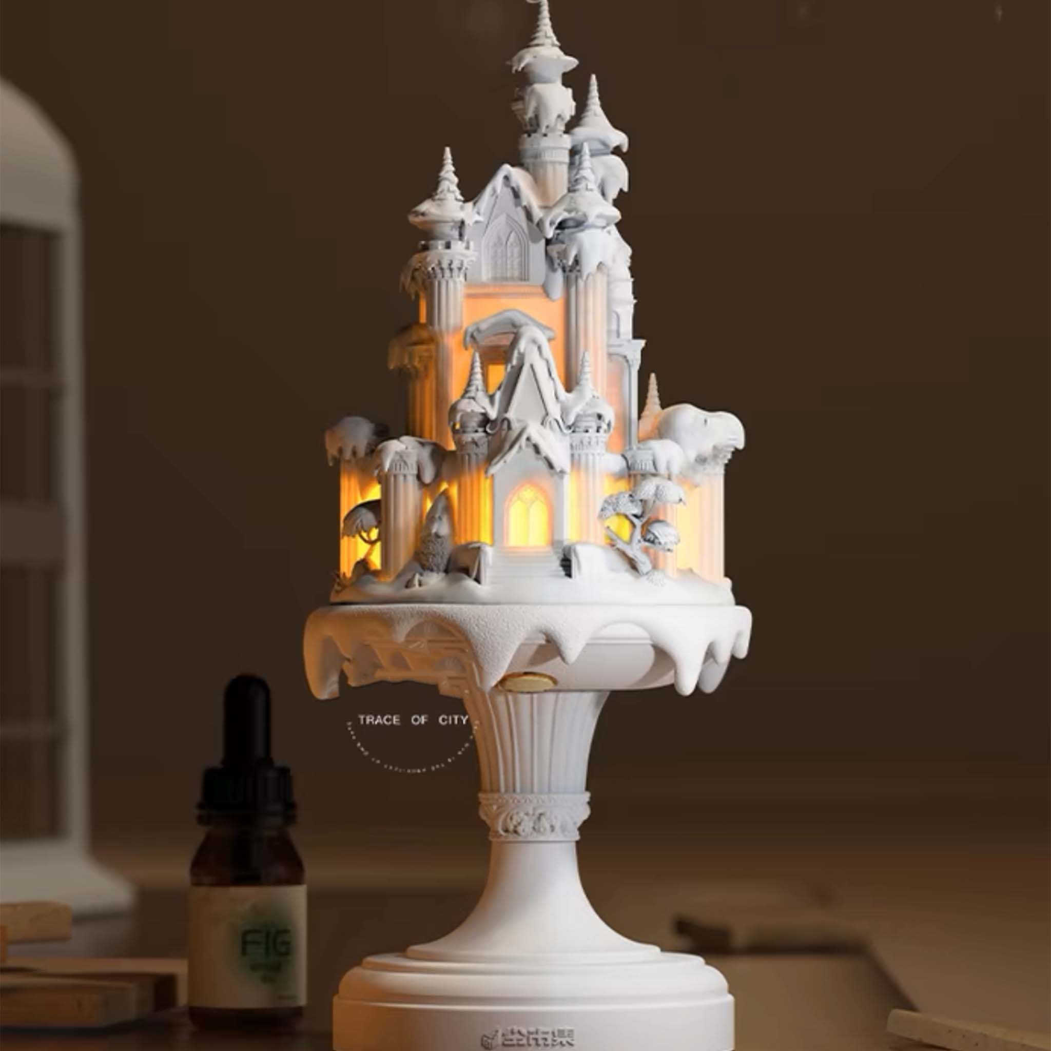 Fairy Tale Town Plaster Touch Aromatherapy Lamp Bedside Bedside Atmosphere Essential Oil Diffusing Night Light Ornament Gift